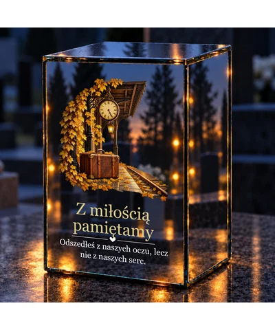 Znicz lustrzany LED – Dawny peron - noc na grobie