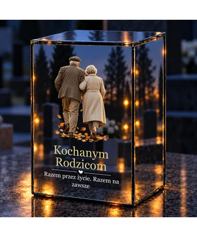 Znicz lustrzany LED – Dla Rodziców – Wspólna droga — rodzice - noc na grobie