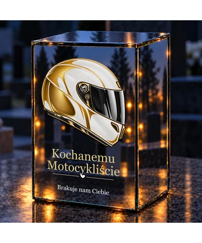 Znicz lustrzany LED – Kask motocyklisty — ostatnia droga - noc na grobie