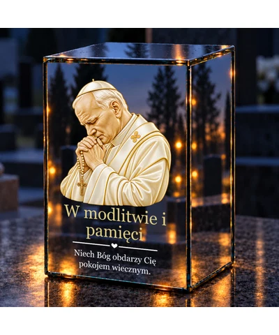 Znicz lustrzany LED – Jan Paweł II — modlitwa i pamięć - noc na grobie