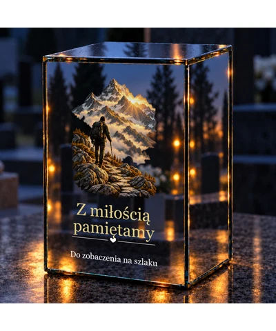 Znicz lustrzany LED – Wędrowiec w górach - noc na grobie