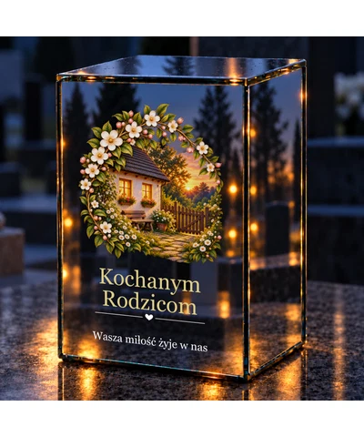 Znicz lustrzany LED – Dla Rodziców – Dom dzieciństwa - noc na grobie