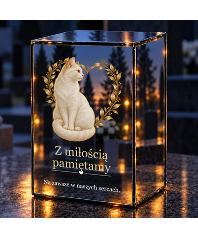 Znicz lustrzany LED – Pamięci ukochanego kota - noc na grobie