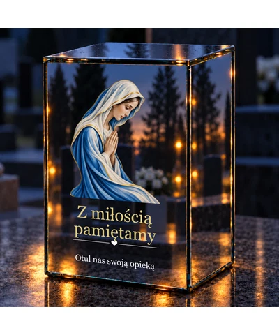 Znicz lustrzany LED – Maryja w modlitwie - noc na grobie