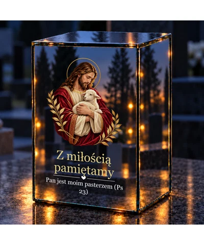 Znicz lustrzany LED – Dobry Pasterz - noc na grobie