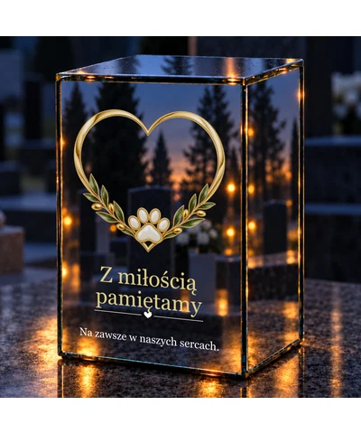 Znicz lustrzany LED – Pamięci ukochanego psa - noc na grobie