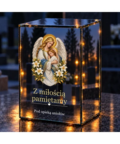 Znicz lustrzany LED – Anioł Stróż - noc na grobie