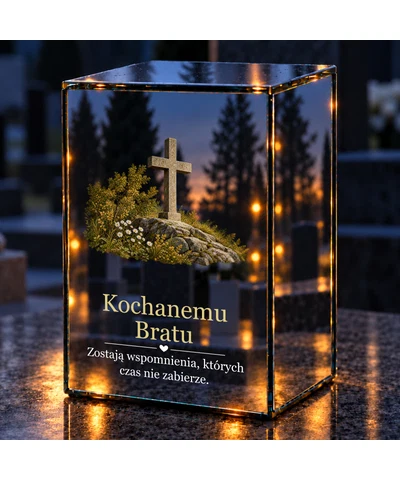 Znicz lustrzany LED – Światło wspomnień dla brata - noc na grobie