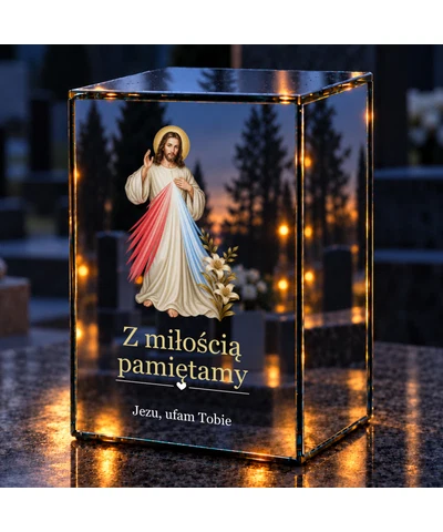 Znicz lustrzany LED – Jezu ufam Tobie - noc na grobie