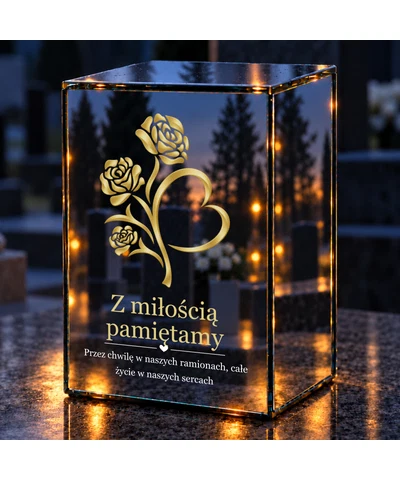 Znicz lustrzany LED – Kwiaty serce