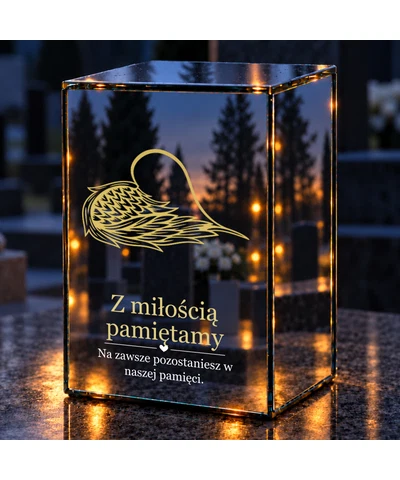 Znicz lustrzany LED – Skrzydła - noc na grobie