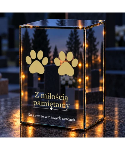 Znicz lustrzany LED – Pamięć o wiernym przyjacielu - noc na grobie