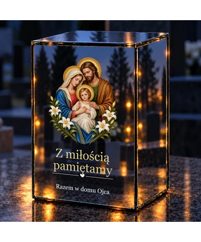 Znicz lustrzany LED – Święta Rodzina - noc na grobie