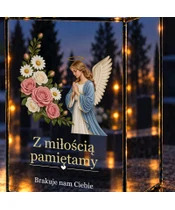Znicz lustrzany LED – Kwiaty anioł - zbliżenie
