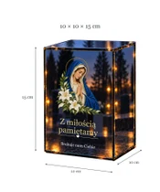 Znicz lustrzany LED – Maryja z liliami — pamięć i modlitwa - wymiary