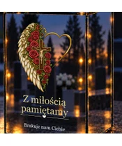 Znicz lustrzany LED – Skrzydło róże krzyż - zbliżenie