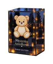 Znicz lustrzany LED – Miś dla dziecka - białe tło
