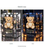 Znicz lustrzany LED – Miś dla dziecka - dzień i noc