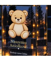 Znicz lustrzany LED – Miś dla dziecka - zbliżenie