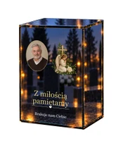 Znicz lustrzany LED – Aniołek ze zdjęciem - białe tło