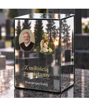 Znicz lustrzany LED – Aniołek ze zdjęciem - dzień na grobie