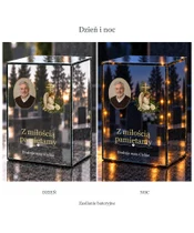 Znicz lustrzany LED – Aniołek ze zdjęciem - dzień i noc