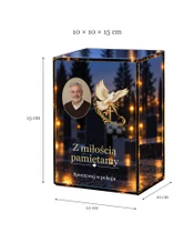 Znicz lustrzany LED – Gołąb z krzyżem ze zdjęciem - wymiary