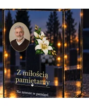 Znicz lustrzany LED – Lilie i wspomnienia ze zdjęciem - zbliżenie