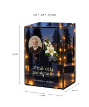 Znicz lustrzany LED – Lilie i wspomnienia ze zdjęciem - wymiary
