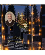 Znicz lustrzany LED – Krzyż i korona cierniowa ze zdjęciem - zbliżenie