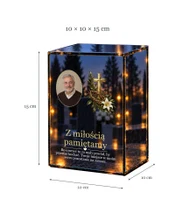 Znicz lustrzany LED – Krzyż i korona cierniowa ze zdjęciem - wymiary