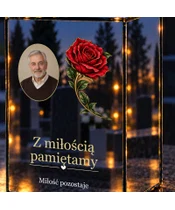 Znicz lustrzany LED – Róża ze zdjęciem - zbliżenie