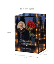 Znicz lustrzany LED – Róża ze zdjęciem - wymiary
