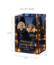 Znicz lustrzany LED – Krzyż w dłoniach ze zdjęciem - wymiary