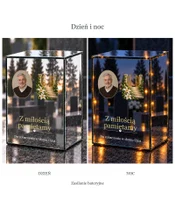 Znicz lustrzany LED – Brama niebios ze zdjęciem - dzień i noc