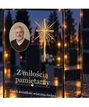Znicz lustrzany LED – Krzyż w blasku ze zdjęciem - zbliżenie