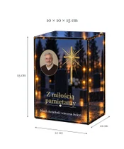 Znicz lustrzany LED – Krzyż w blasku ze zdjęciem - wymiary
