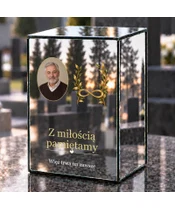 Znicz lustrzany LED – Nieskończona więź ze zdjęciem - dzień na grobie