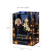 Znicz lustrzany LED – Krzyż z liliami ze zdjęciem - wymiary