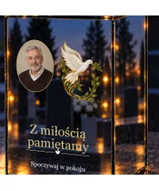 Znicz lustrzany LED – Gołąb z gałązką ze zdjęciem - zbliżenie