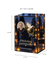 Znicz lustrzany LED – Gołąb z gałązką ze zdjęciem - wymiary