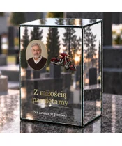 Znicz lustrzany LED – Motocykl ze zdjęciem - dzień na grobie