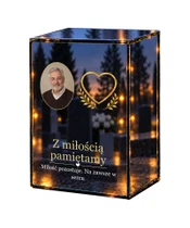 Znicz lustrzany LED – Serce łączy ze zdjęciem - białe tło