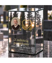 Znicz lustrzany LED – Serce łączy ze zdjęciem - dzień na grobie