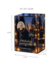 Znicz lustrzany LED – Serce z krzyżem ze zdjęciem - wymiary