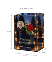 Znicz lustrzany LED – Róża pamięci ze zdjęciem - wymiary