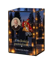 Znicz lustrzany LED – Święty Florian ze zdjęciem - białe tło