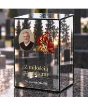 Znicz lustrzany LED – Święty Florian ze zdjęciem - dzień na grobie