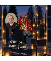 Znicz lustrzany LED – Święty Florian ze zdjęciem - zbliżenie