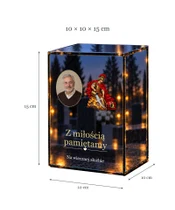 Znicz lustrzany LED – Święty Florian ze zdjęciem - wymiary
